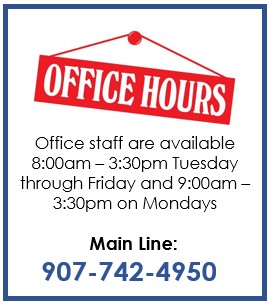  front office is open 8:00am to 3:00pm Tuesday through Friday, and 9:00am to 3:30pm on Mondays